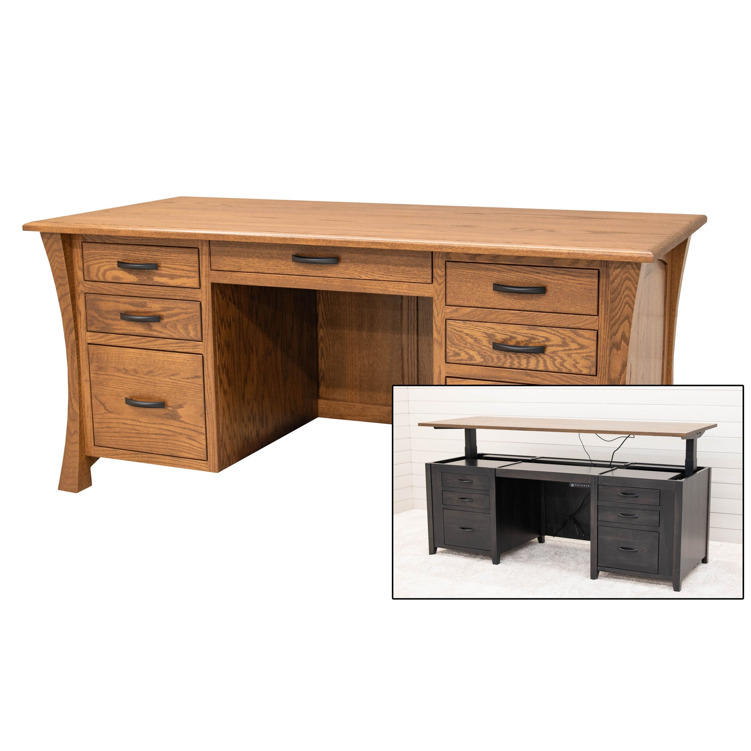 Brookstone Oak Wood Executive Desk with Panels | HC