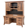 Brookstone Walnut Wood Flat Wall Desk with Hutch Top | NAT