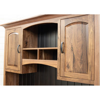 Brookstone Walnut Wood Flat Wall Desk with Hutch Top | NAT