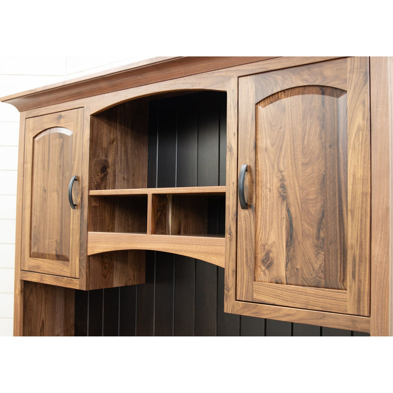 Brookstone Walnut Wood Flat Wall Desk with Hutch Top | NAT