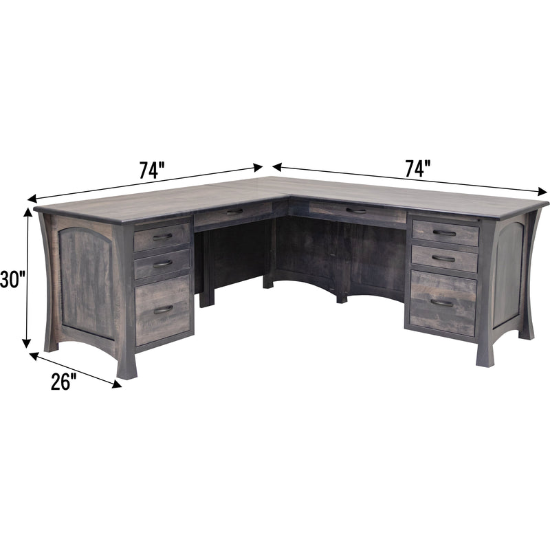 Brookstone Maple Wood L Desk with Paneled Sides | GS
