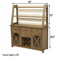Modern Farmhouse Maple Wood Wine Buffet with Hutch Topper | CS&DCD