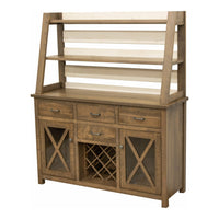 Modern Farmhouse Maple Wood Wine Buffet with Hutch Topper | CS&DCD