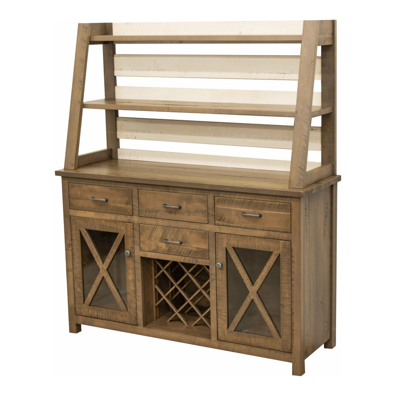Modern Farmhouse Maple Wood Wine Buffet with Hutch Topper | CS&DCD
