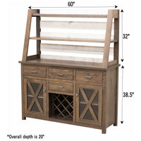 Modern Farmhouse White Oak Wood Wine Buffet with Hutch Topper | GW&SB