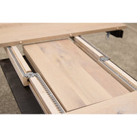 Amish Round Farmhouse Black & Wood Extending Dining Table | M-DK&RWO-SW