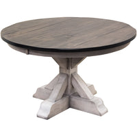 Amish Round Farmhouse White & Wood Extending Dining Table | M-AV&GS
