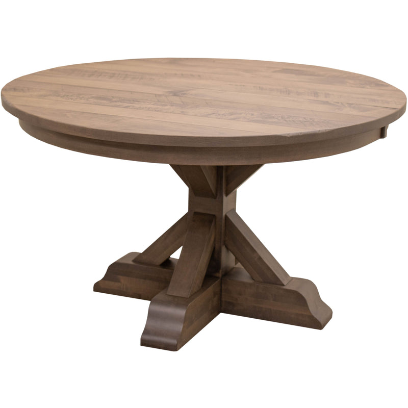Amish Round Farmhouse Maple Wood Extending Dining Table | DCD