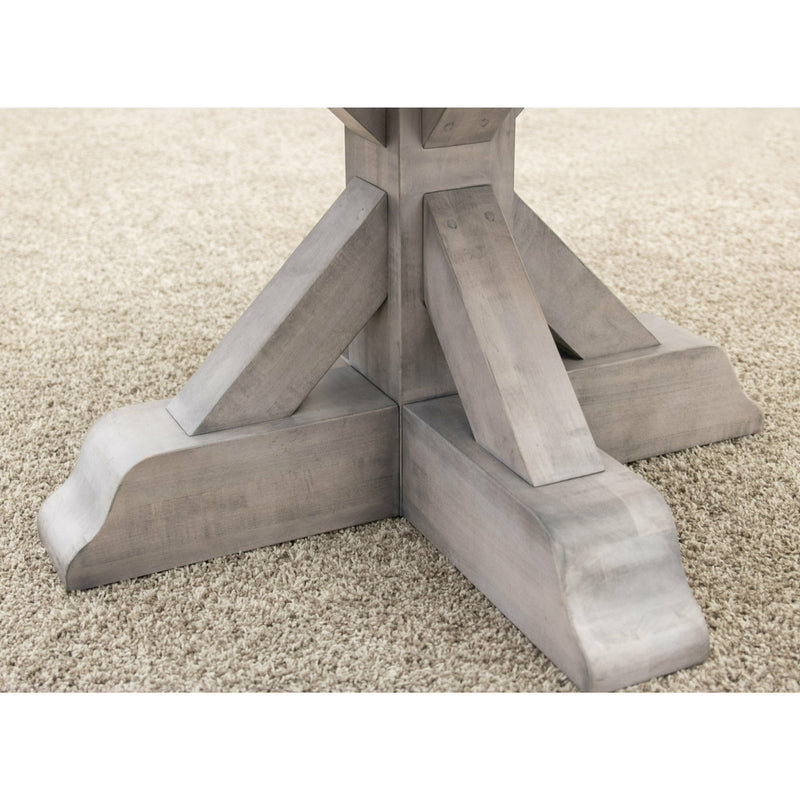 Amish Round Farmhouse White & Wood Extending Dining Table | M-AV&GS