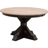 Amish Round Farmhouse Black & Wood Extending Dining Table | M-DK&RWO-SW