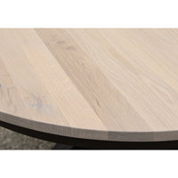 Amish Round Farmhouse Black & Wood Extending Dining Table | M-DK&RWO-SW