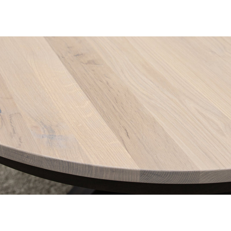 Amish Round Farmhouse Black & Wood Extending Dining Table | M-DK&RWO-SW