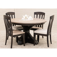 Amish Round Farmhouse Black & Wood Extending Dining Table | M-DK&RWO-SW