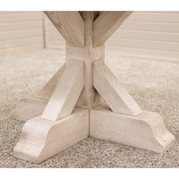 Amish Round Farmhouse White & Oak Extending Dining Table | O-CS&RWO-CO