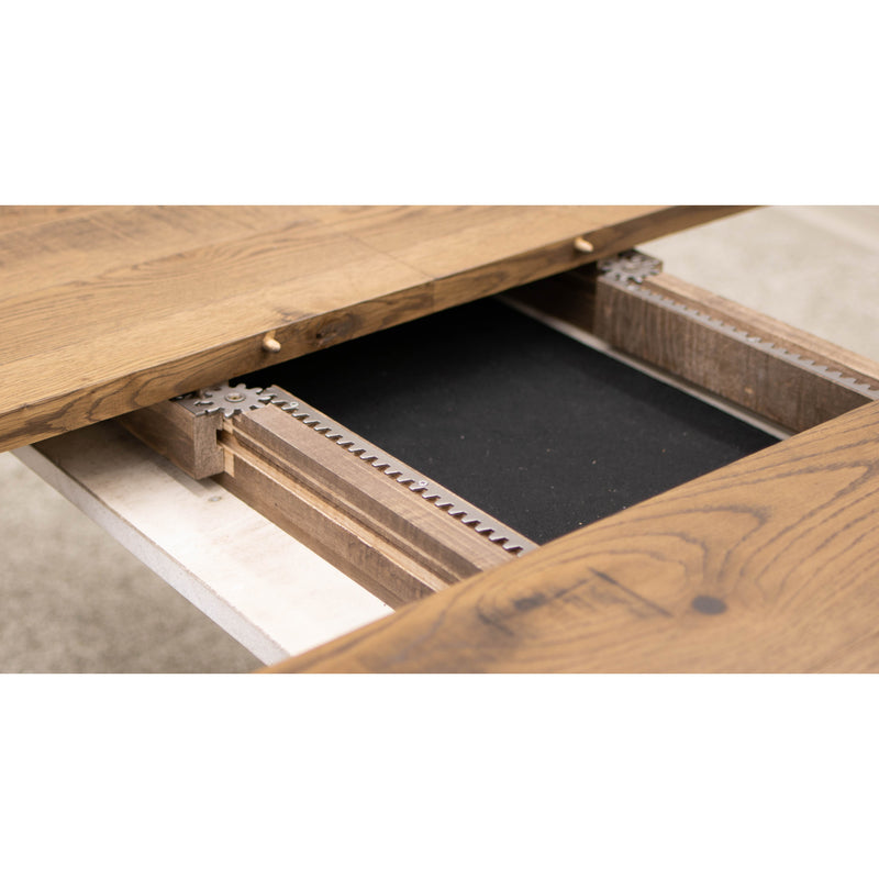 Amish Round Farmhouse White & Oak Extending Dining Table | O-CS&RWO-CO