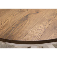 Amish Round Farmhouse White & Oak Extending Dining Table | O-CS&RWO-CO