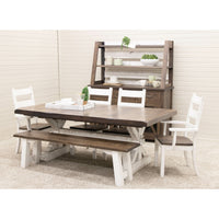 Modern Farmhouse White Oak Wood Wine Buffet with Hutch Topper | GW&SB