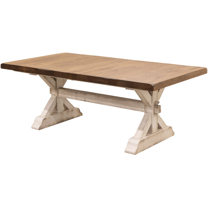 Farmhouse White & Wood Extending Dining Table with Built-Down Top | M-CS&RWO-CO