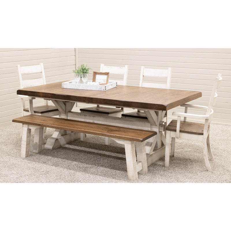 Farmhouse White & Wood Extending Dining Table with Built-Down Top | M-CS&RWO-CO