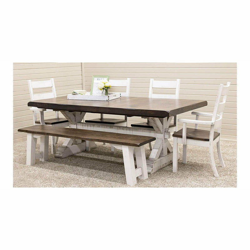 Farmhouse White & Wood Dining Bench | M-GW&RWO-SB