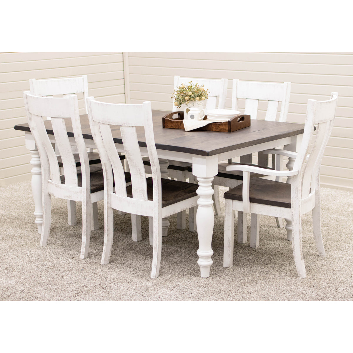Springdale Farm Leg White & Wood Extending Dining Table | M-GW&RWO-SB