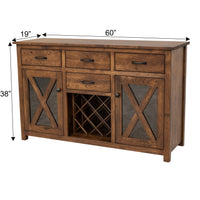 Modern Farmhouse Hickory Wood Wine Buffet | BV
