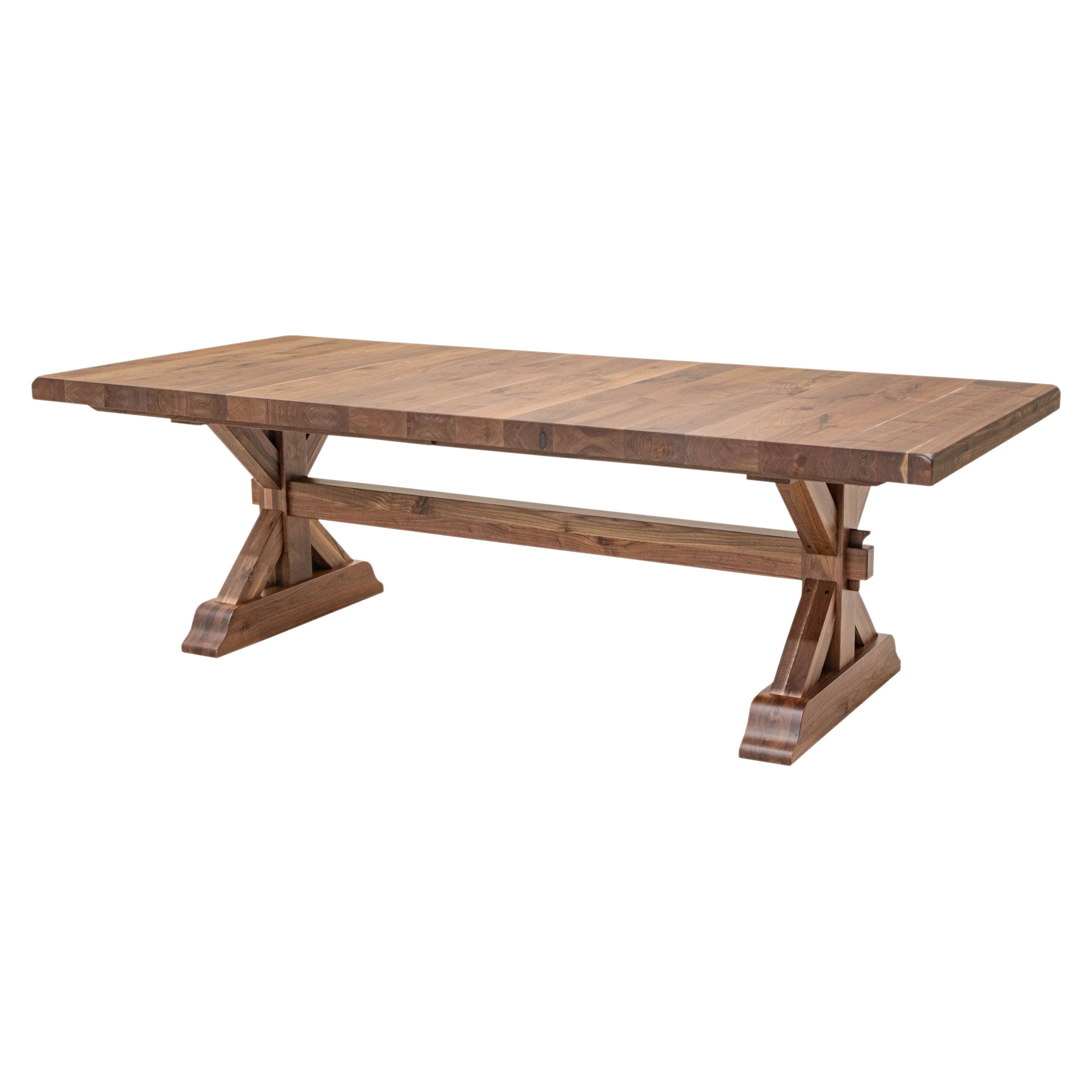 Farmhouse Walnut Wood Extending Dining Table with Built-Down Top | NAT