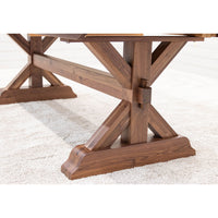 Farmhouse Walnut Wood Extending Dining Table with Built-Down Top | NAT