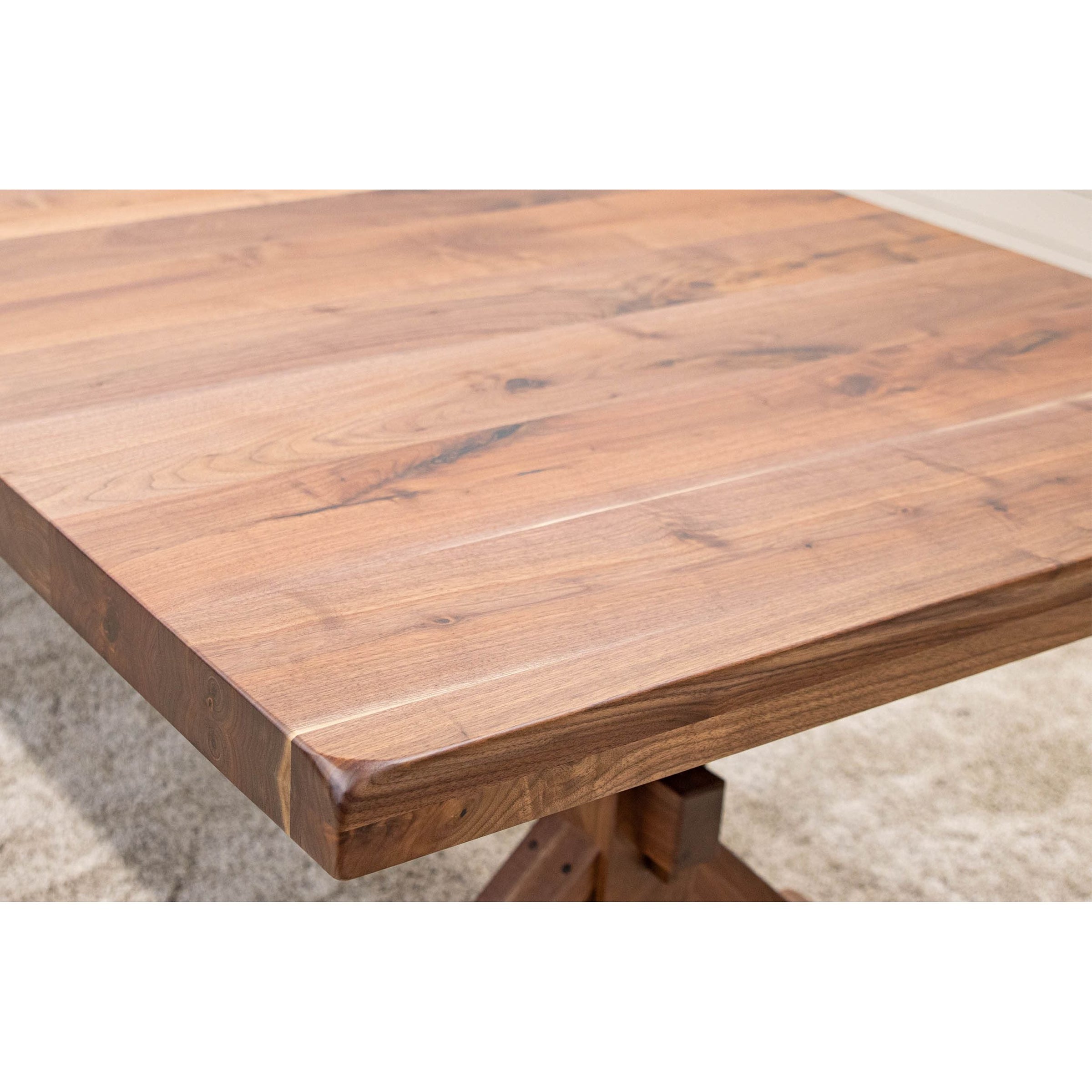 Farmhouse Walnut Wood Extending Dining Table with Built-Down Top | NAT