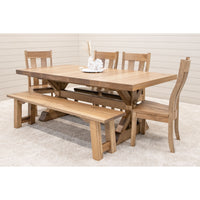 Farmhouse Hickory Wood Extending Dining Table with Built-Down Top | WB