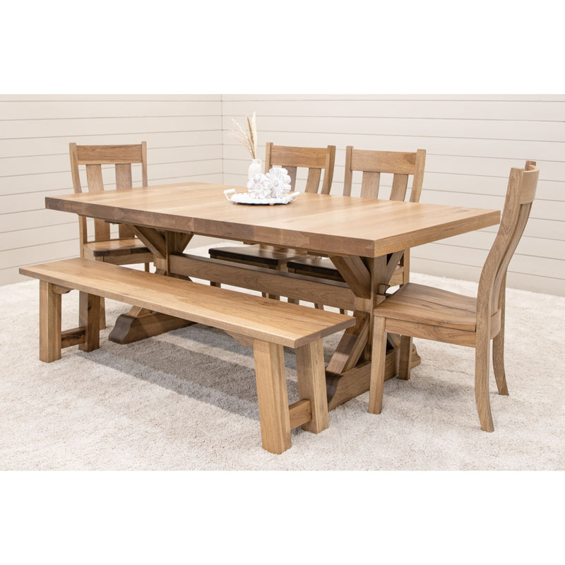 Farmhouse Hickory Wood Extending Dining Table with Built-Down Top | WB