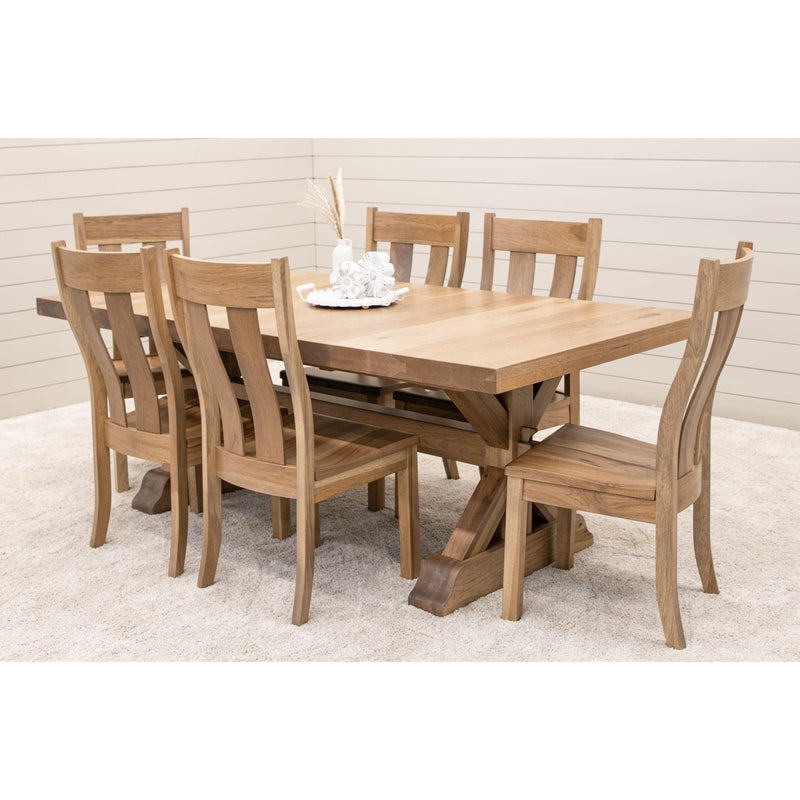 Farmhouse Hickory Wood Extending Dining Table with Built-Down Top | WB