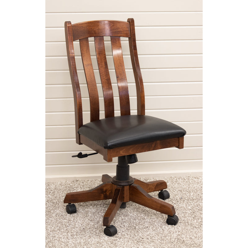 Florence Maple Wood Office Chair with Black Faux Leather Seat | ASB