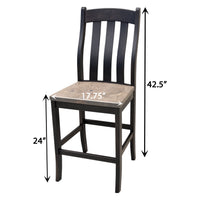 Florence Black & Wood 24" Stationary Bar Stool | M-DK&RWO-GRB