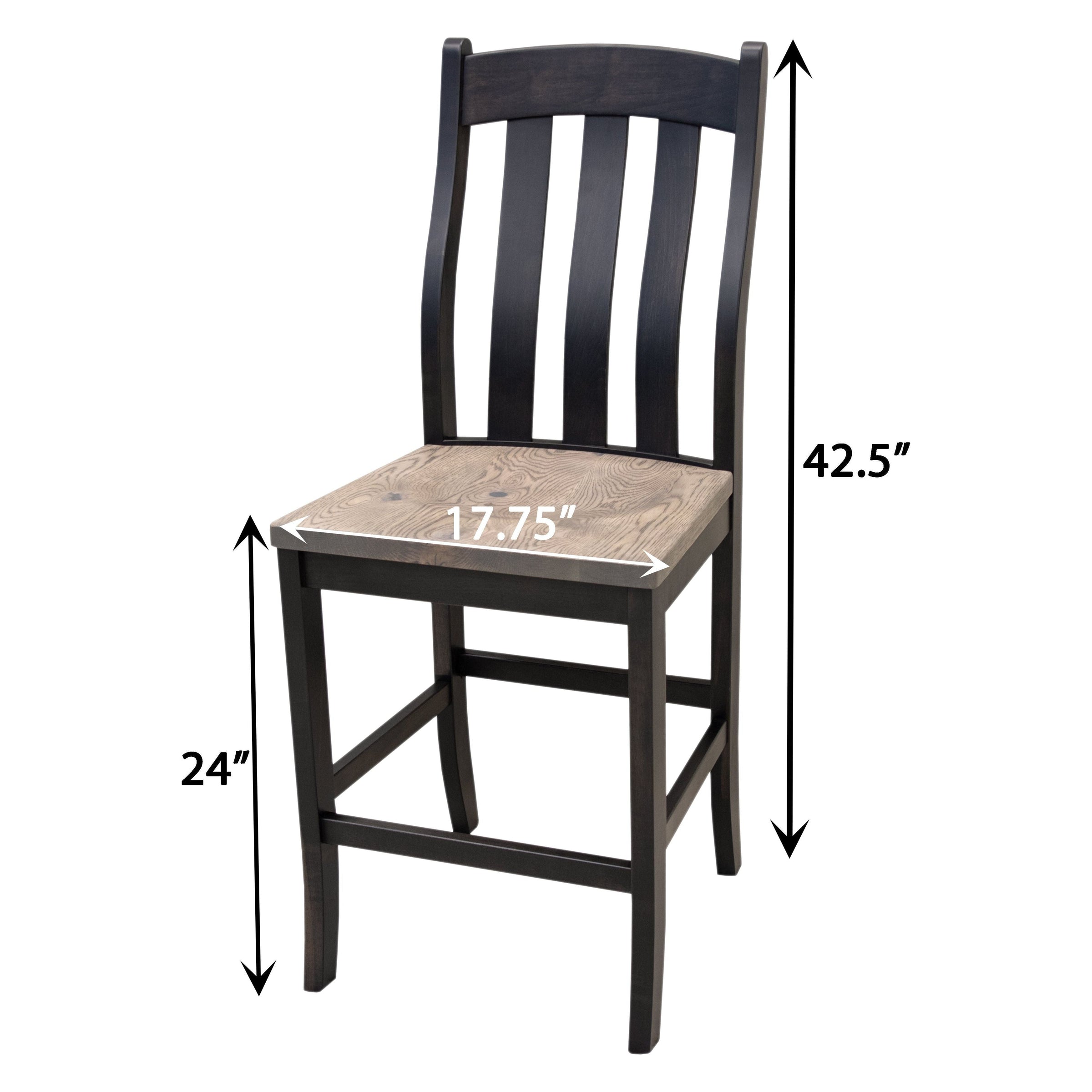 Florence Black & Wood 24" Stationary Bar Stool | M-DK&RWO-GRB