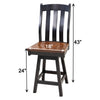 Florence Black & Wood 24" Swivel Bar Stool | M-EB&E-MC