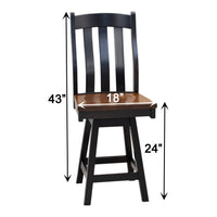 Florence Black & Wood 24" Swivel Bar Stool | M-EB&RQSWO-GB