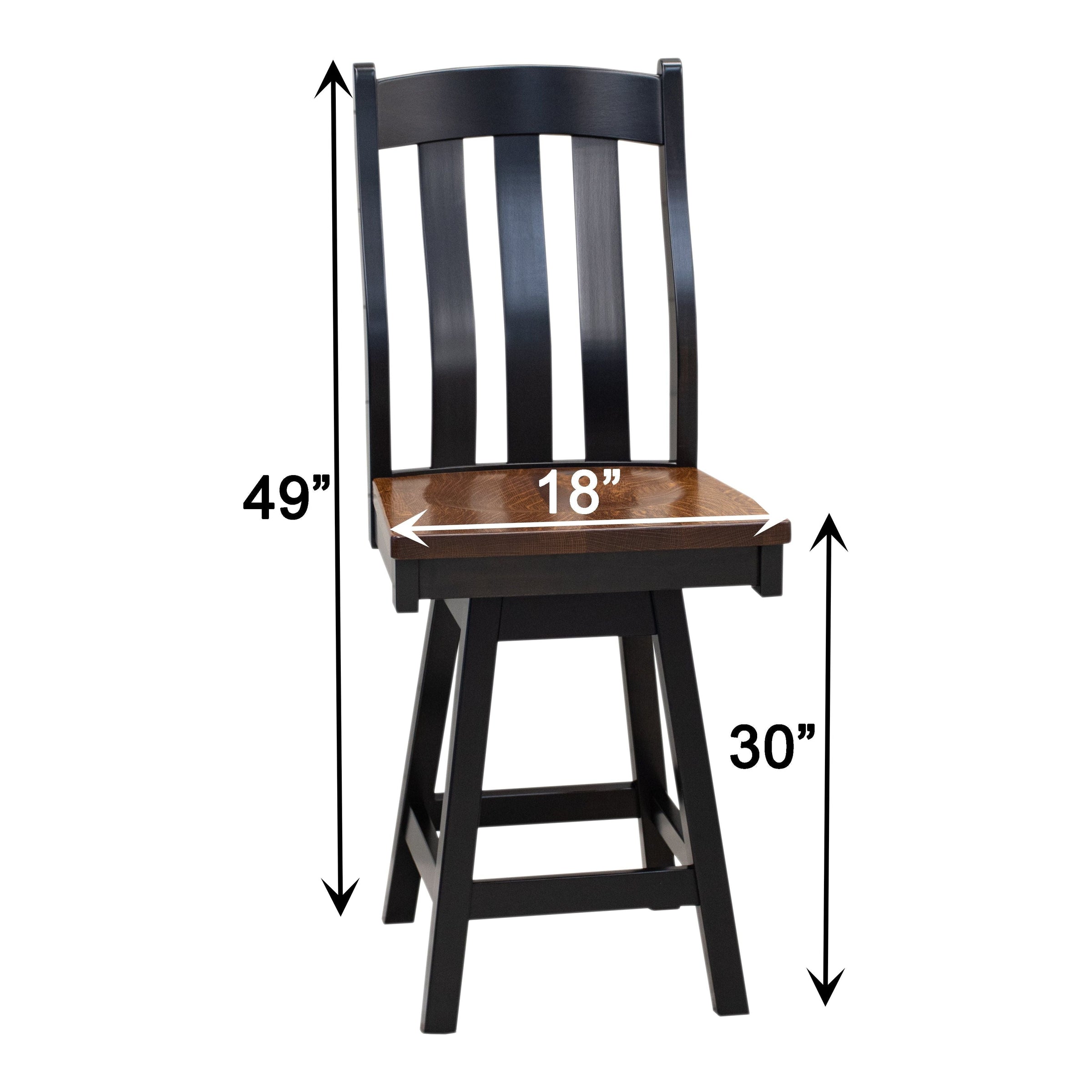 Florence Black & Wood 24" Swivel Bar Stool | M-EB&RQSWO-GB