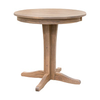 Amish Mission Pedestal Oak Wood Round Pub Table | VD
