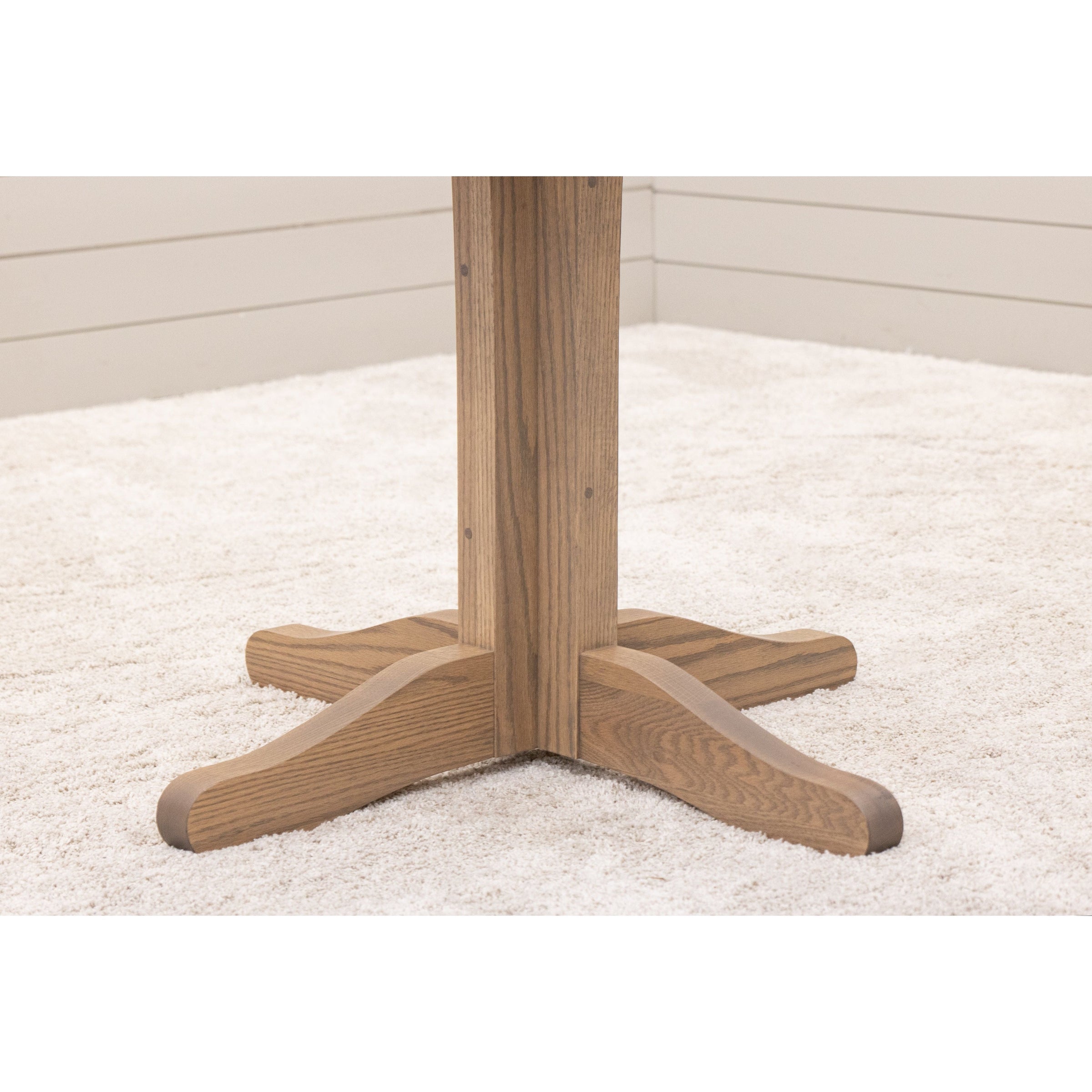 Amish Mission Pedestal Oak Wood Round Pub Table | VD