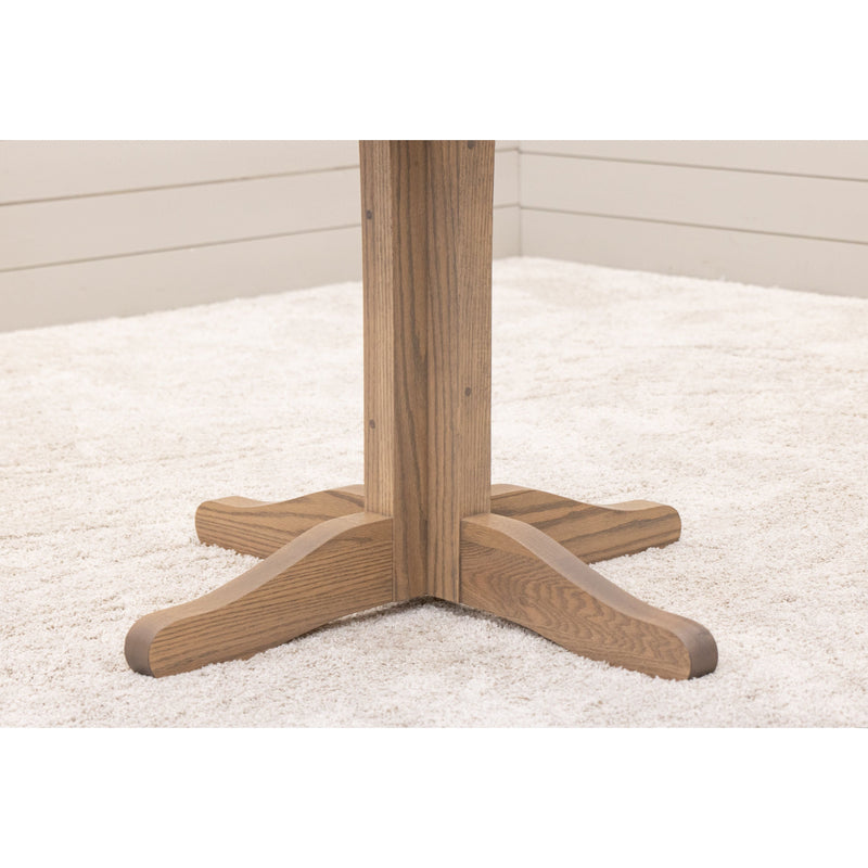 Amish Mission Pedestal Oak Wood Round Pub Table | VD