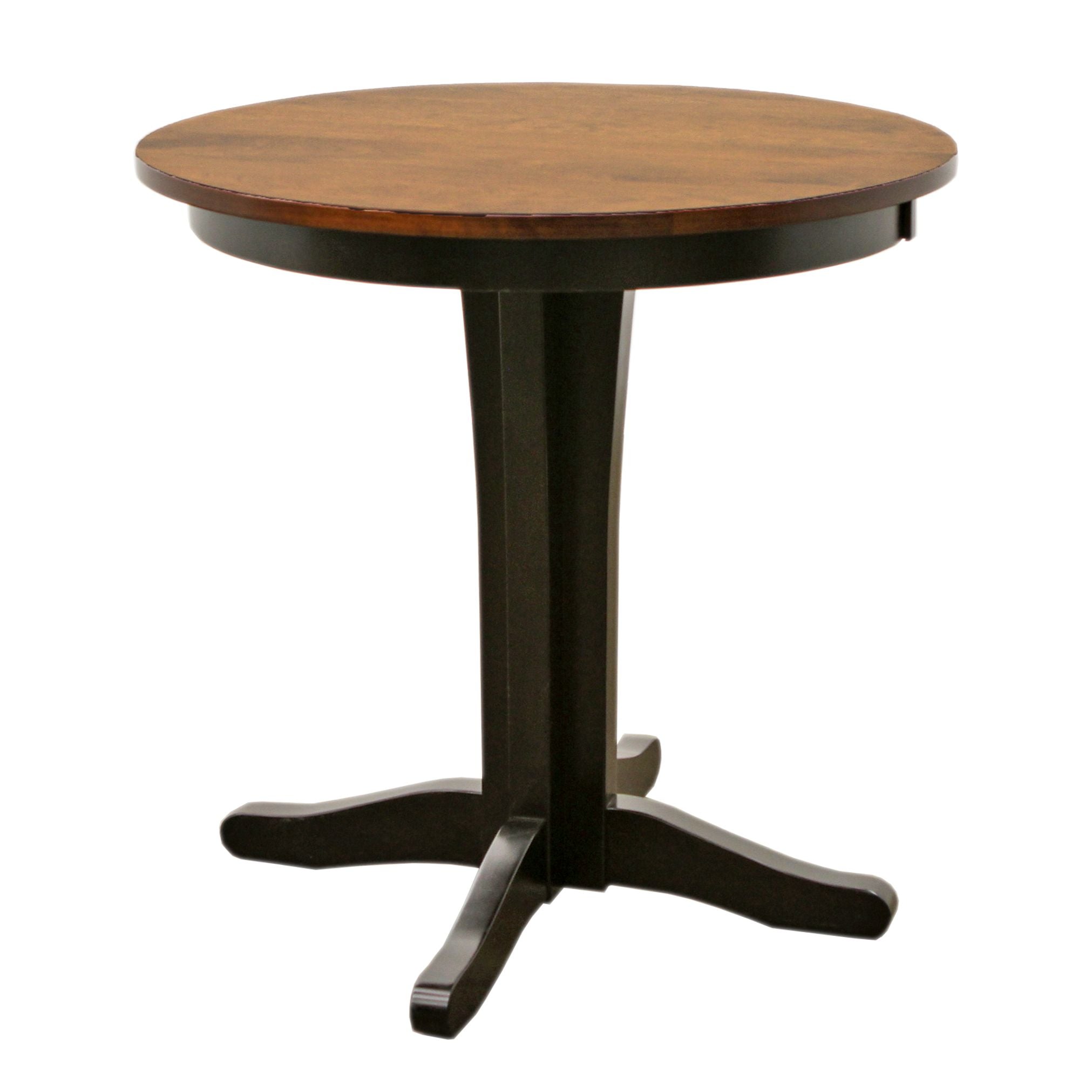 Amish Mission Black & Wood Round Pub Table | M-EB&CHY-MC