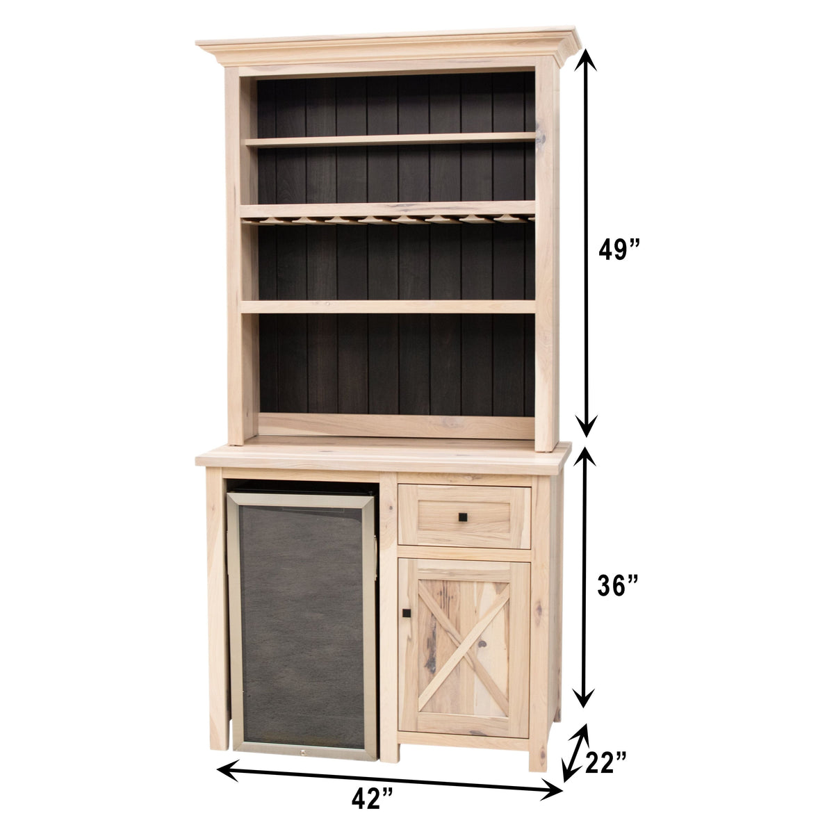 Small Grove City Hickory Wood Wine Fridge Cabinet | RH-SW&M-DK