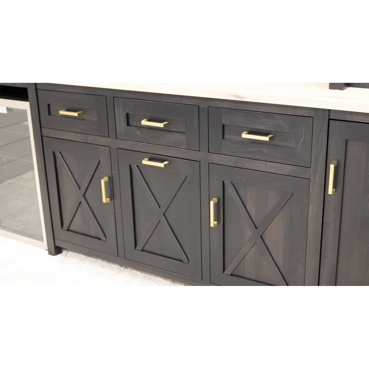 Grove City Black & Wood Wine Cabinet with Fridge | M-DK&RH-SW