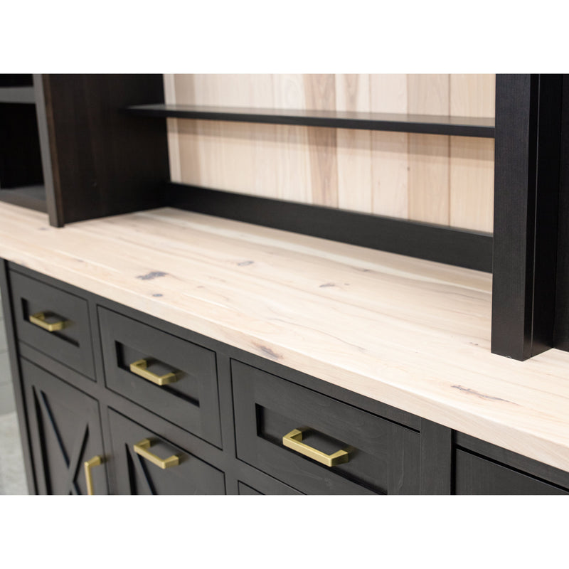 Grove City Black & Wood Wine Cabinet with Fridge | M-DK&RH-SW