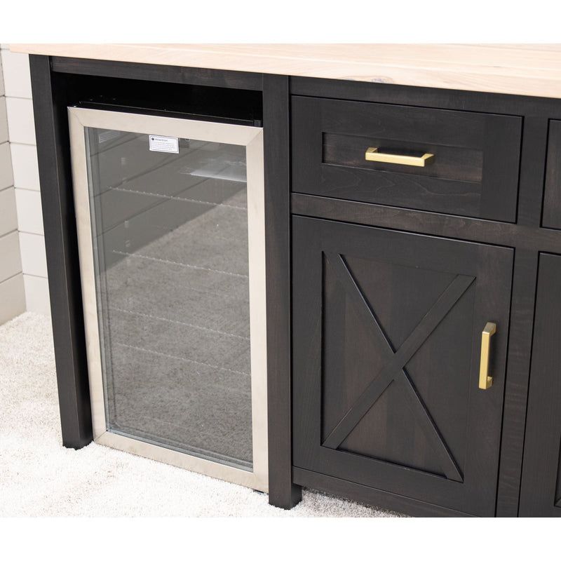 Grove City Black & Wood Wine Cabinet with Fridge | M-DK&RH-SW
