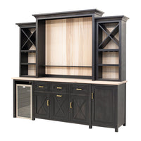 Grove City Black & Wood Wine Cabinet with Fridge | M-DK&RH-SW