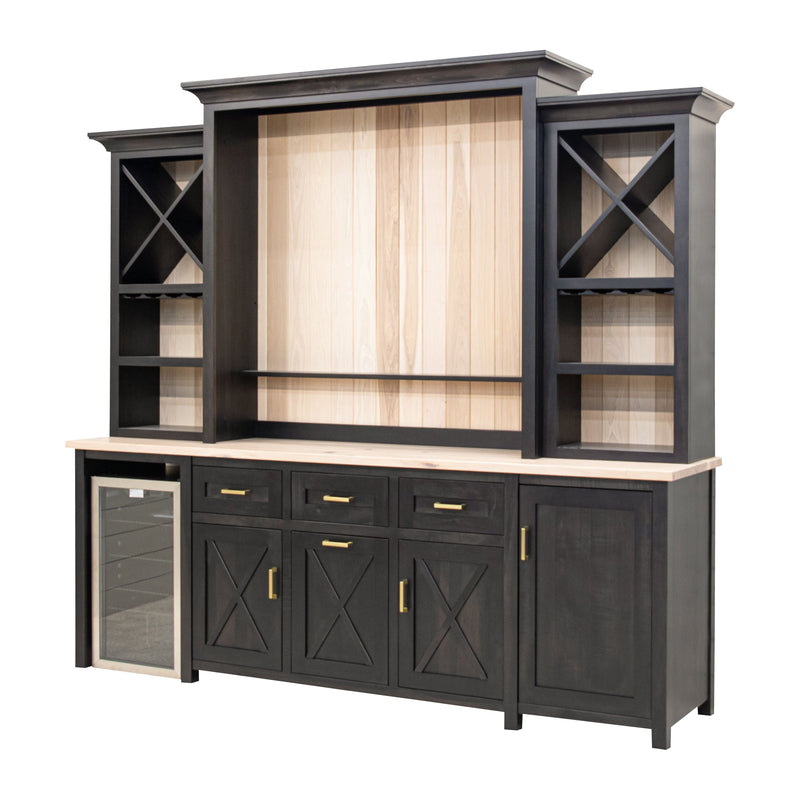 Grove City Black & Wood Wine Cabinet with Fridge | M-DK&RH-SW