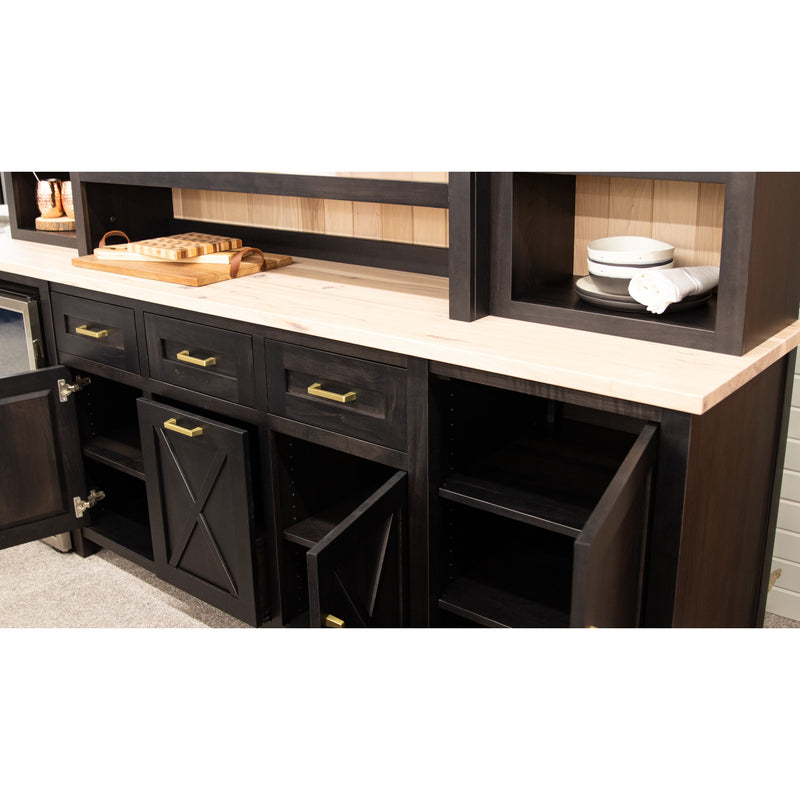 Grove City Black & Wood Wine Cabinet with Fridge | M-DK&RH-SW
