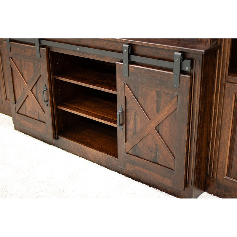 Holmes Cherry Wood Barn Door Entertainment Center | ASB